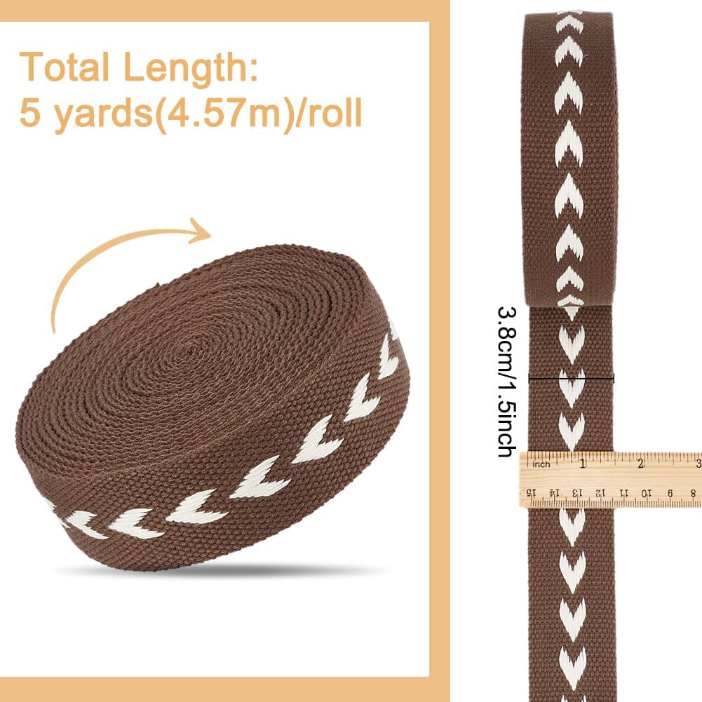 5 Yards Polycotton Jacquard Arrow Ribbon Clothes Accessories Olive 1-1/2 inch(38mm) - Image 2