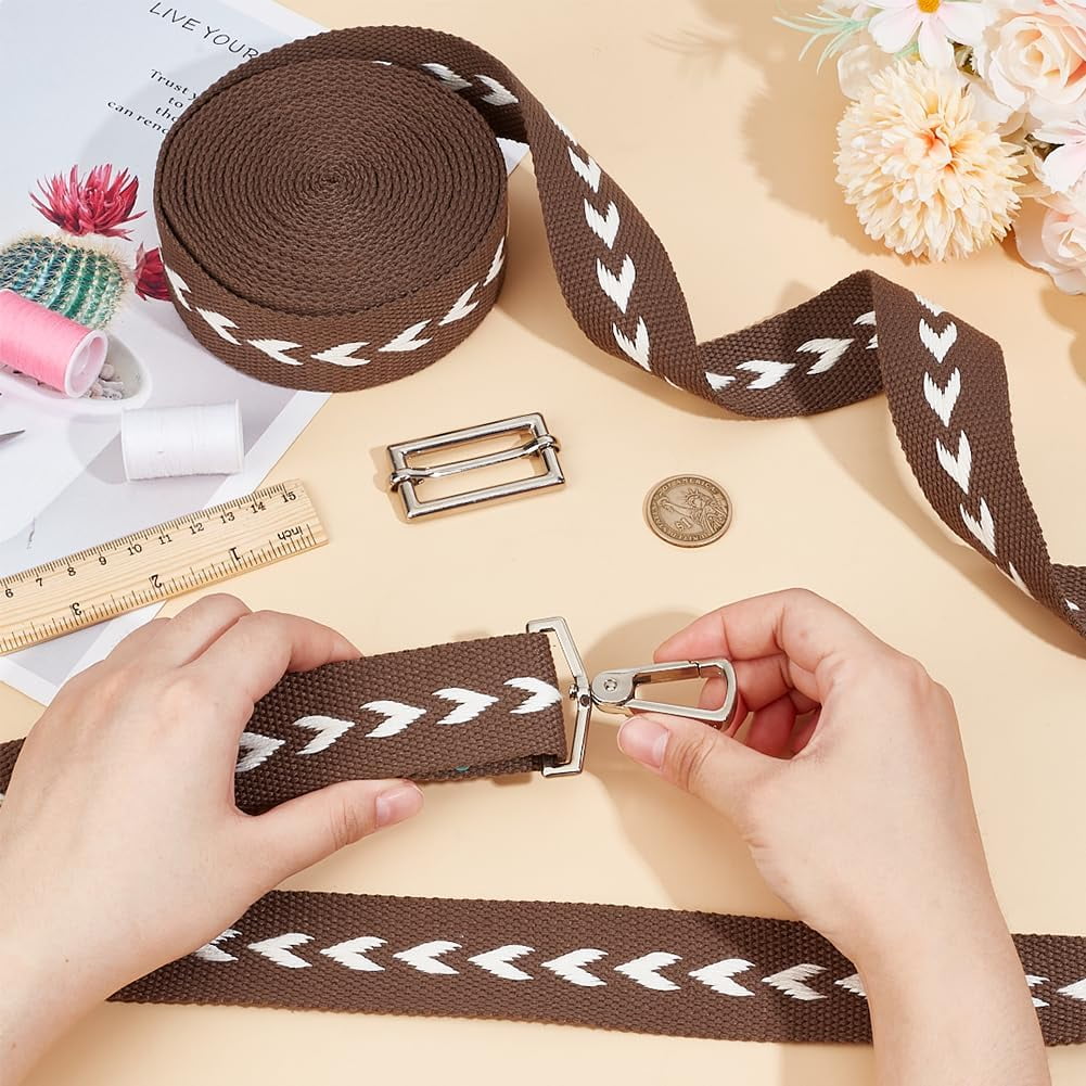 5 Yards Polycotton Jacquard Arrow Ribbon Clothes Accessories Olive 1-1/2 inch(38mm) - Image 3