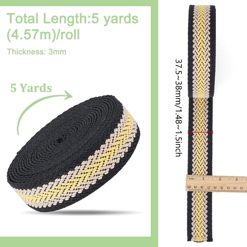 5 Yards Polycotton Jacquard Arrow Ribbon Clothes Accessories Olive 1-1/2 inch(38mm) - Image 2