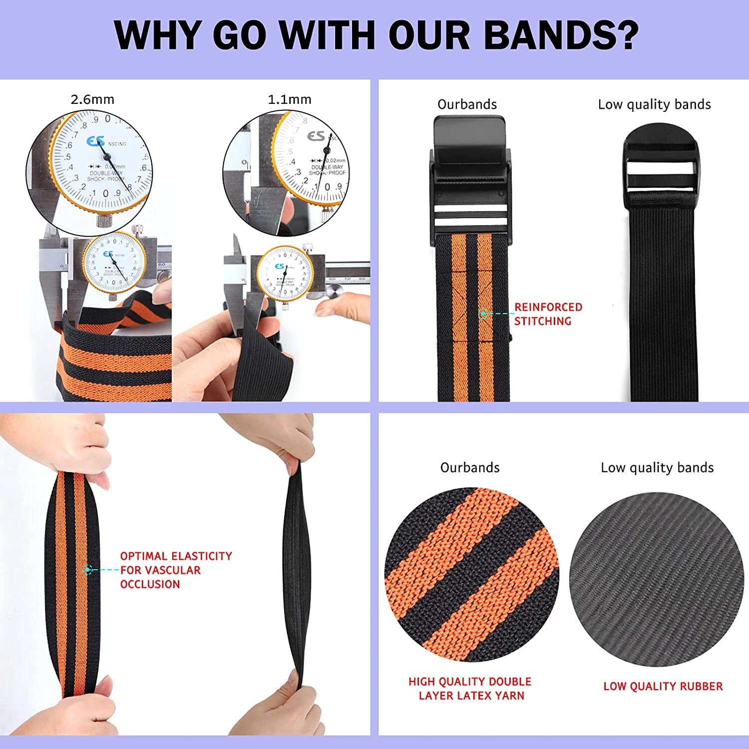 Blood Flow Restriction Bands for Women Glutes & Hip Building, Occlusion Training Bands, Best Fabric Resistance Bands for Exercising Your Butt, Squat, Thigh, Fitness Orange - Image 3