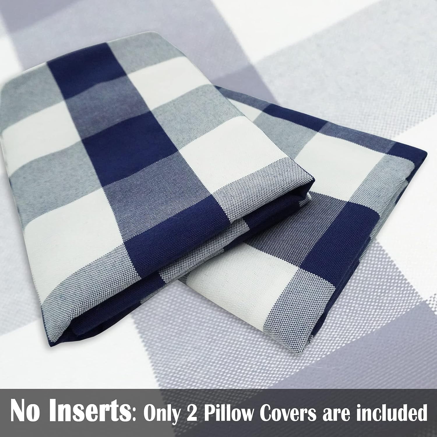 Light Blue Farmhouse Buffalo Plaid Pillow Covers 18x18 Set of 2 Patio Outdoor Decor Neutral Checkered Pillow Covers 18 x 18, Blue and White Gingham Plaid Check 18