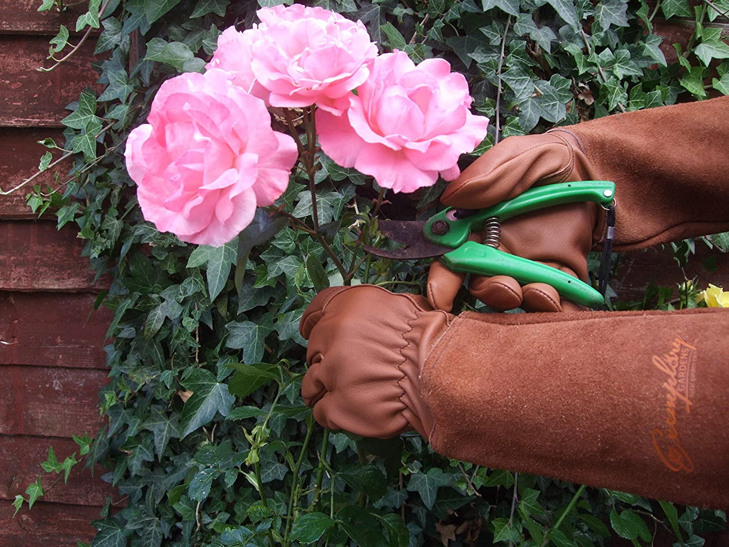 SUCCLACE Long-Gardening-Gloves for Women/Men - Thorn Proof Cowhide Leather Rose/Blackberry Pruning Heavy Duty Gloves Thick Palm Gauntlet Garden Work Gloves with Forearm Protection (Brown-Small) S Brown - Image 2