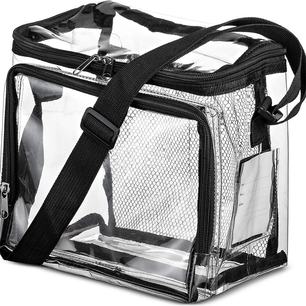 Tutuviw Clear Lunch Bags for Correctional Officers Plastic Transparent Lunch Tote Stadium Bags with Adjustable Strap and Front Zipper Pocket See Through Lunch Box for Work Men Women Picnic - Image 1