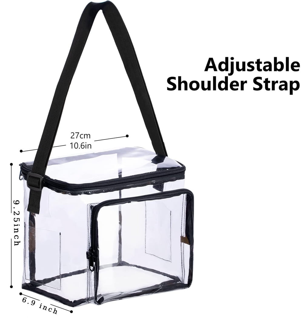 Tutuviw Clear Lunch Bags for Correctional Officers Plastic Transparent Lunch Tote Stadium Bags with Adjustable Strap and Front Zipper Pocket See Through Lunch Box for Work Men Women Picnic - Image 2