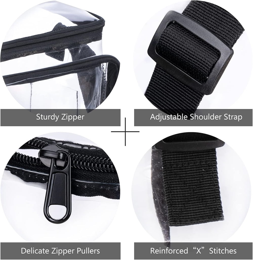 Tutuviw Clear Lunch Bags for Correctional Officers Plastic Transparent Lunch Tote Stadium Bags with Adjustable Strap and Front Zipper Pocket See Through Lunch Box for Work Men Women Picnic - Image 3