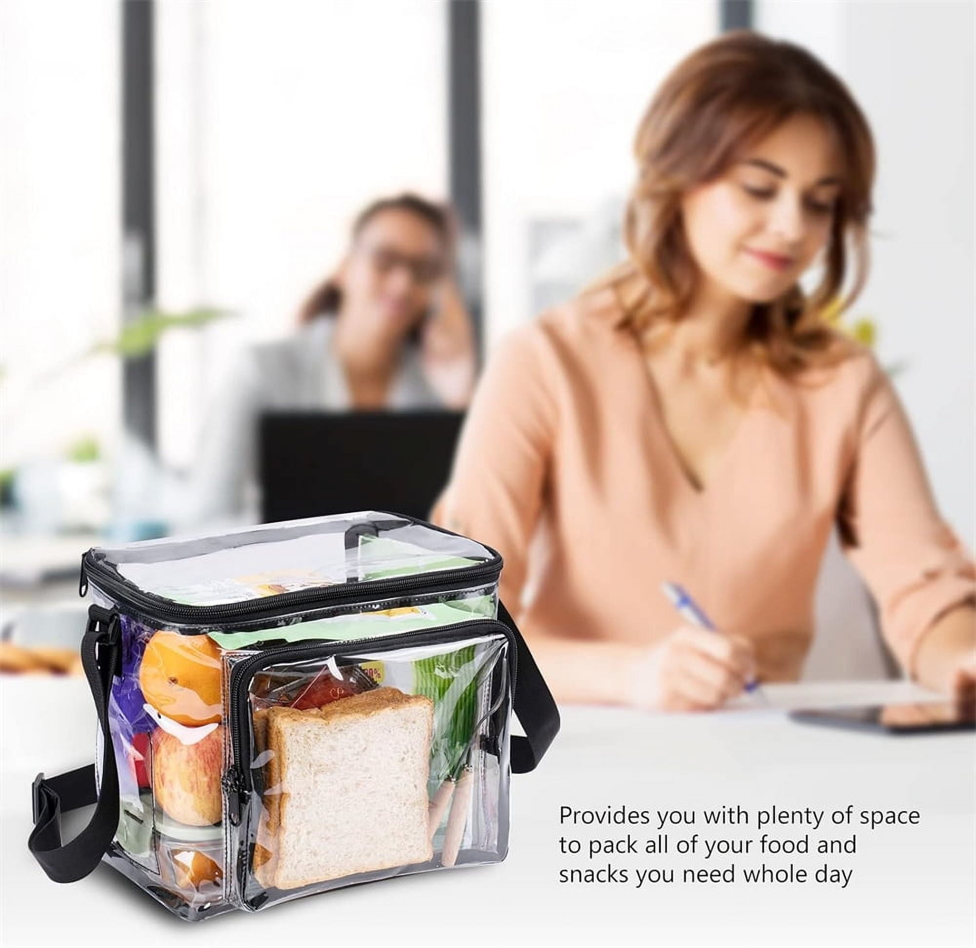 Tutuviw Clear Lunch Bags for Correctional Officers Plastic Transparent Lunch Tote Stadium Bags with Adjustable Strap and Front Zipper Pocket See Through Lunch Box for Work Men Women Picnic - Image 4