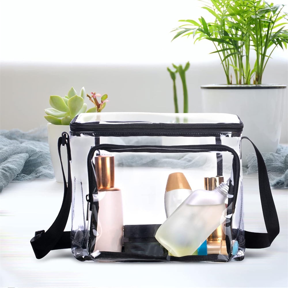 Tutuviw Clear Lunch Bags for Correctional Officers Plastic Transparent Lunch Tote Stadium Bags with Adjustable Strap and Front Zipper Pocket See Through Lunch Box for Work Men Women Picnic - Image 6