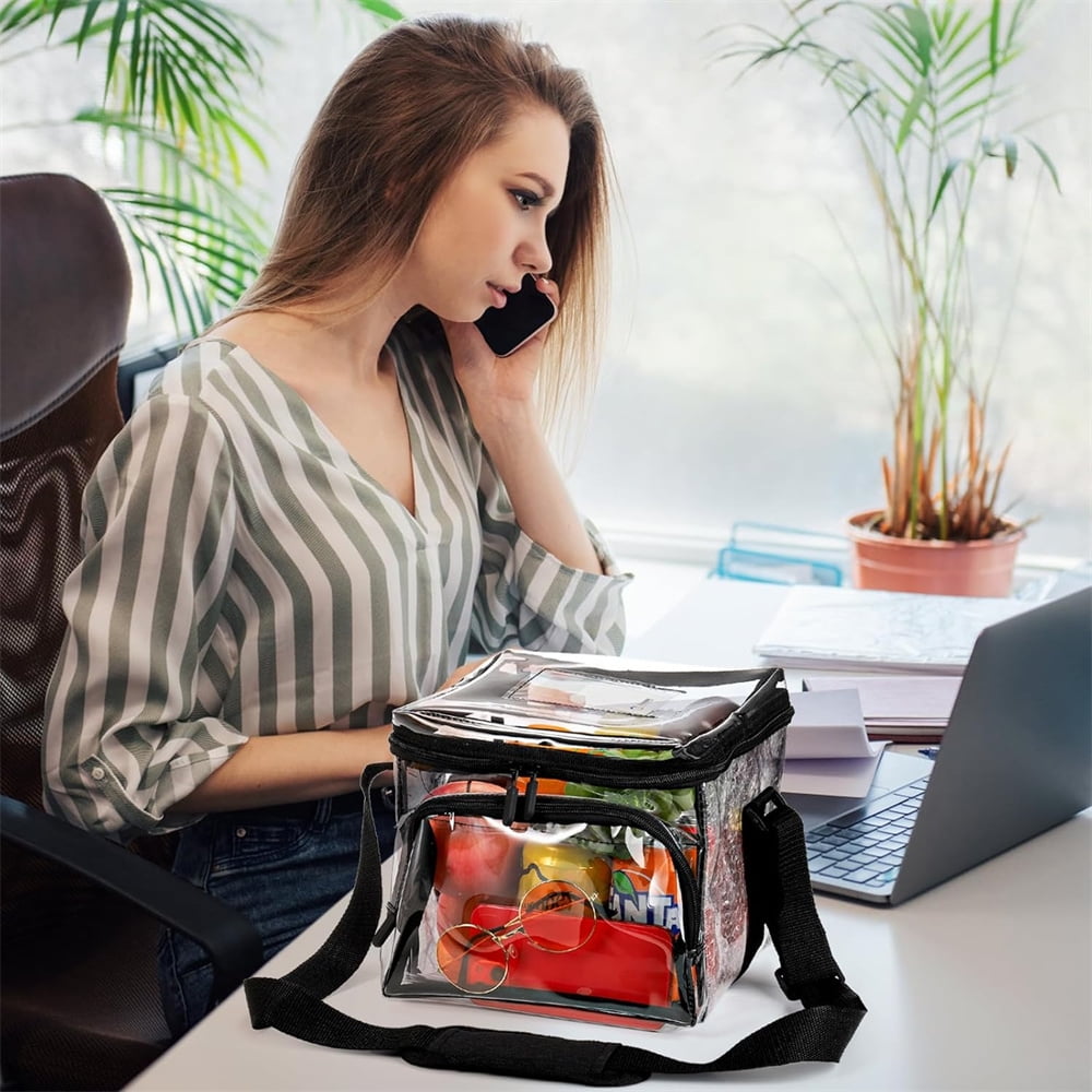 Tutuviw Clear Lunch Bags for Correctional Officers Plastic Transparent Lunch Tote Stadium Bags with Adjustable Strap and Front Zipper Pocket See Through Lunch Box for Work Men Women Picnic - Image 7