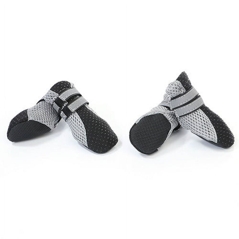SPRING PARK Small Dog Shoes, Slip Resistant 4pcs Dog Puppy Boots Booties Pet Sneakers with Reflective Fastener Tape for Small Medium Dogs, Protect Paws Easy to Wear Daily Use S Black - Image 3