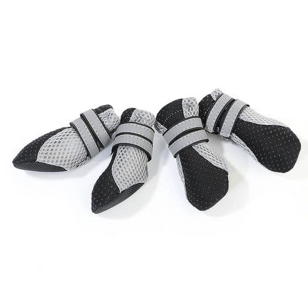 SPRING PARK Small Dog Shoes, Slip Resistant 4pcs Dog Puppy Boots Booties Pet Sneakers with Reflective Fastener Tape for Small Medium Dogs, Protect Paws Easy to Wear Daily Use S Black - Image 4