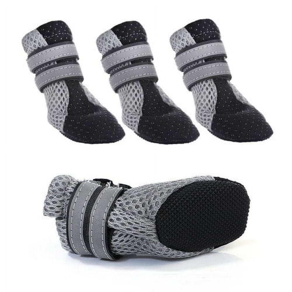SPRING PARK Small Dog Shoes, Slip Resistant 4pcs Dog Puppy Boots Booties Pet Sneakers with Reflective Fastener Tape for Small Medium Dogs, Protect Paws Easy to Wear Daily Use XL Black - Image 2