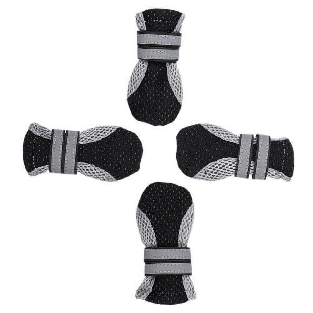 SPRING PARK Small Dog Shoes, Slip Resistant 4pcs Dog Puppy Boots Booties Pet Sneakers with Reflective Fastener Tape for Small Medium Dogs, Protect Paws Easy to Wear Daily Use XL Black - Image 5