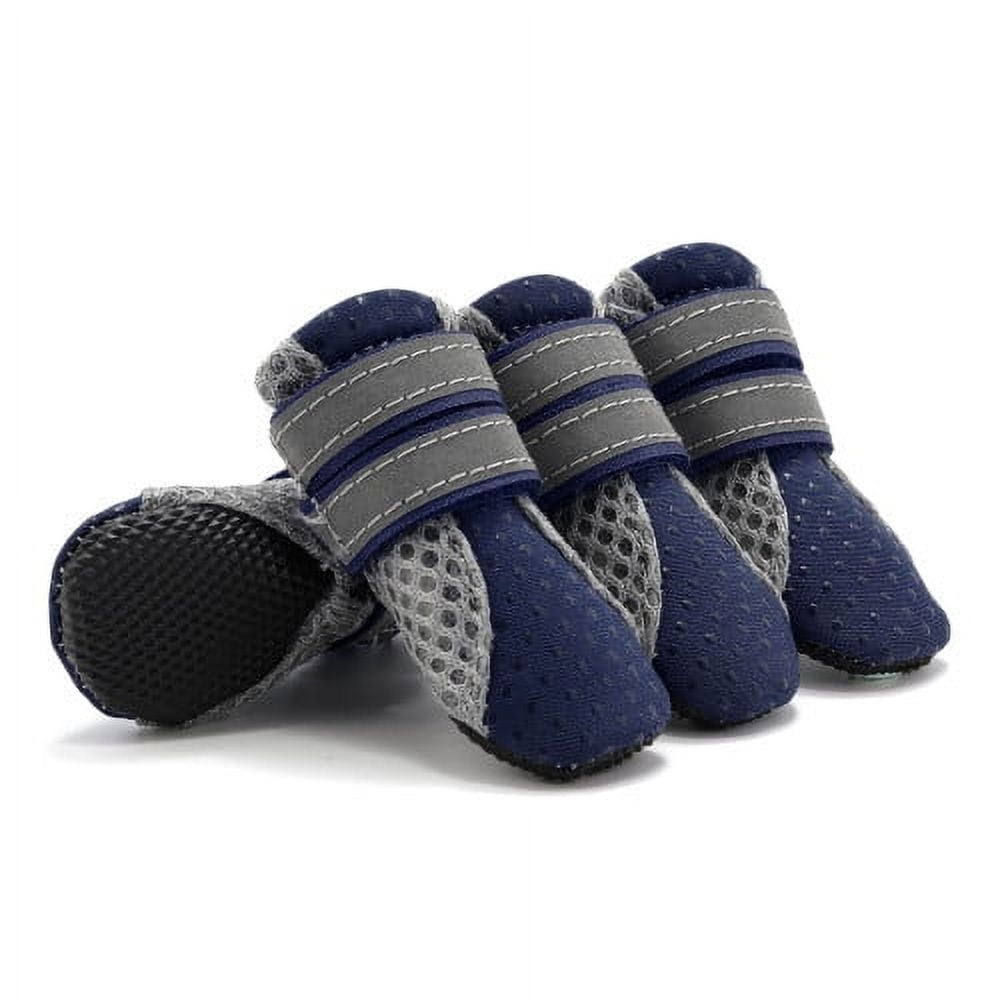 SPRING PARK Small Dog Shoes, Slip Resistant 4pcs Dog Puppy Boots Booties Pet Sneakers with Reflective Fastener Tape for Small Medium Dogs, Protect Paws Easy to Wear Daily Use S Blue - Image 3