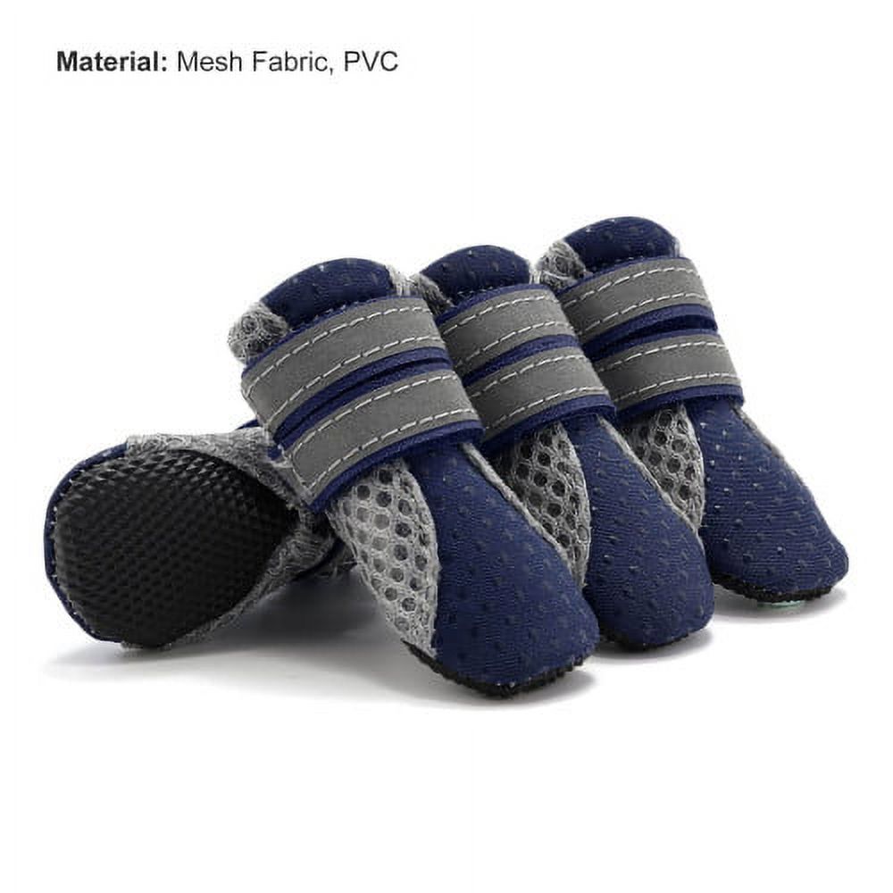 SPRING PARK Small Dog Shoes, Slip Resistant 4pcs Dog Puppy Boots Booties Pet Sneakers with Reflective Fastener Tape for Small Medium Dogs, Protect Paws Easy to Wear Daily Use M Blue - Image 4