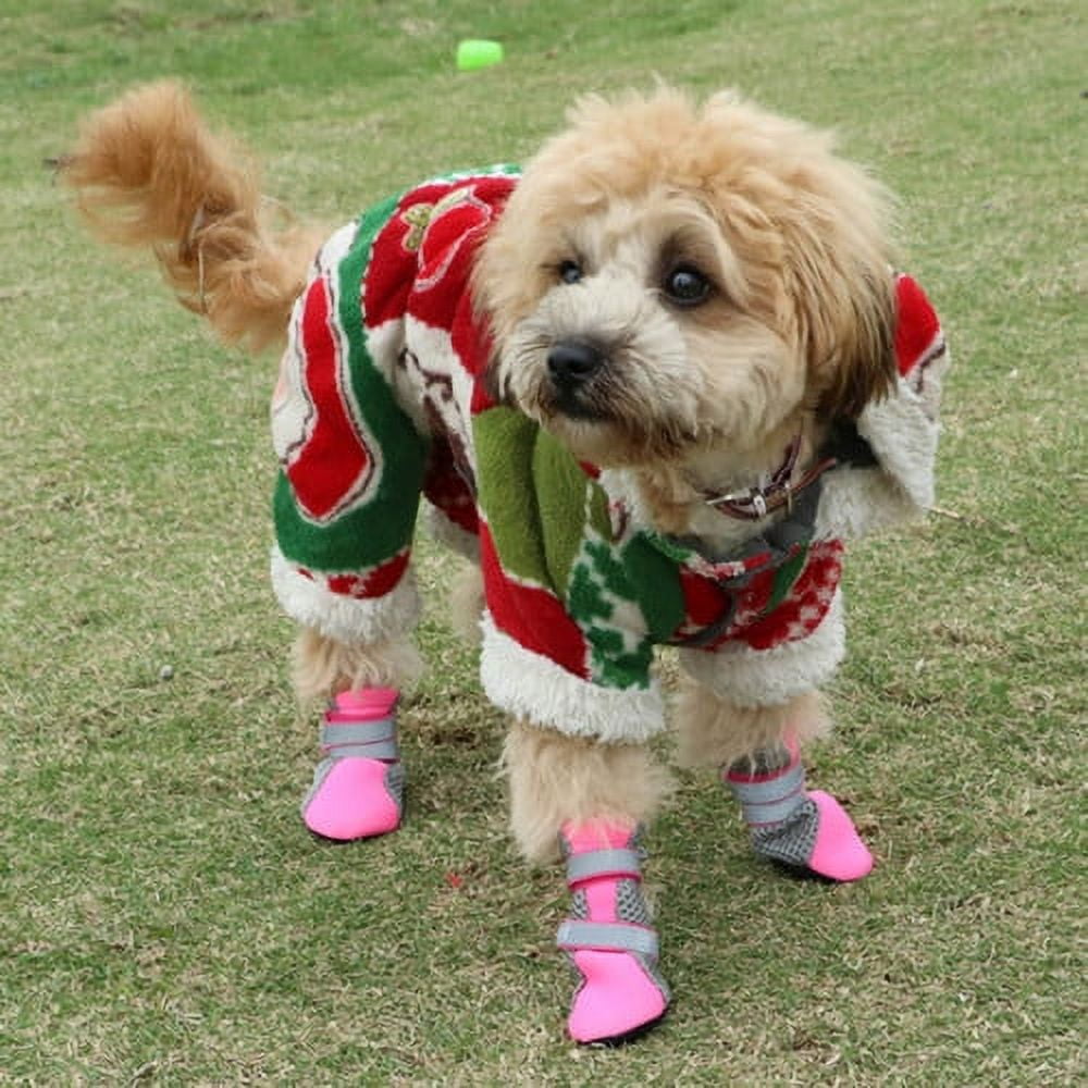 SPRING PARK Small Dog Shoes, Slip Resistant 4pcs Dog Puppy Boots Booties Pet Sneakers with Reflective Fastener Tape for Small Medium Dogs, Protect Paws Easy to Wear Daily Use S Pink - Image 6