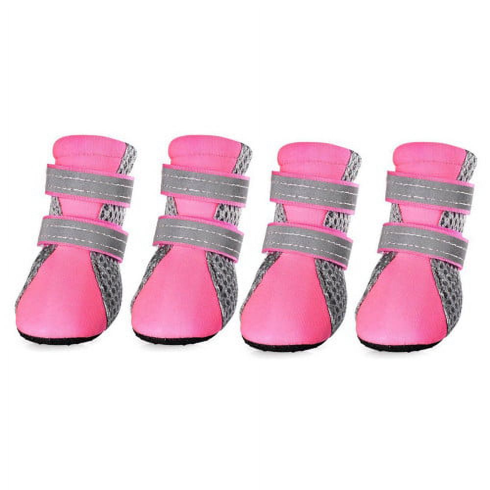 SPRING PARK Small Dog Shoes, Slip Resistant 4pcs Dog Puppy Boots Booties Pet Sneakers with Reflective Fastener Tape for Small Medium Dogs, Protect Paws Easy to Wear Daily Use M Pink - Image 3