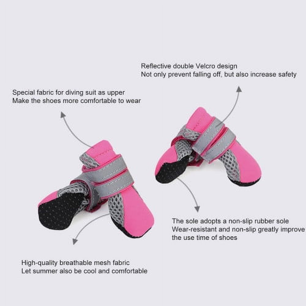 SPRING PARK Small Dog Shoes, Slip Resistant 4pcs Dog Puppy Boots Booties Pet Sneakers with Reflective Fastener Tape for Small Medium Dogs, Protect Paws Easy to Wear Daily Use M Pink - Image 7