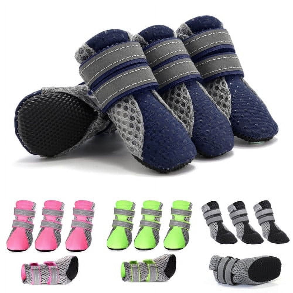 SPRING PARK Small Dog Shoes, Slip Resistant 4pcs Dog Puppy Boots Booties Pet Sneakers with Reflective Fastener Tape for Small Medium Dogs, Protect Paws Easy to Wear Daily Use S Red - Image 1