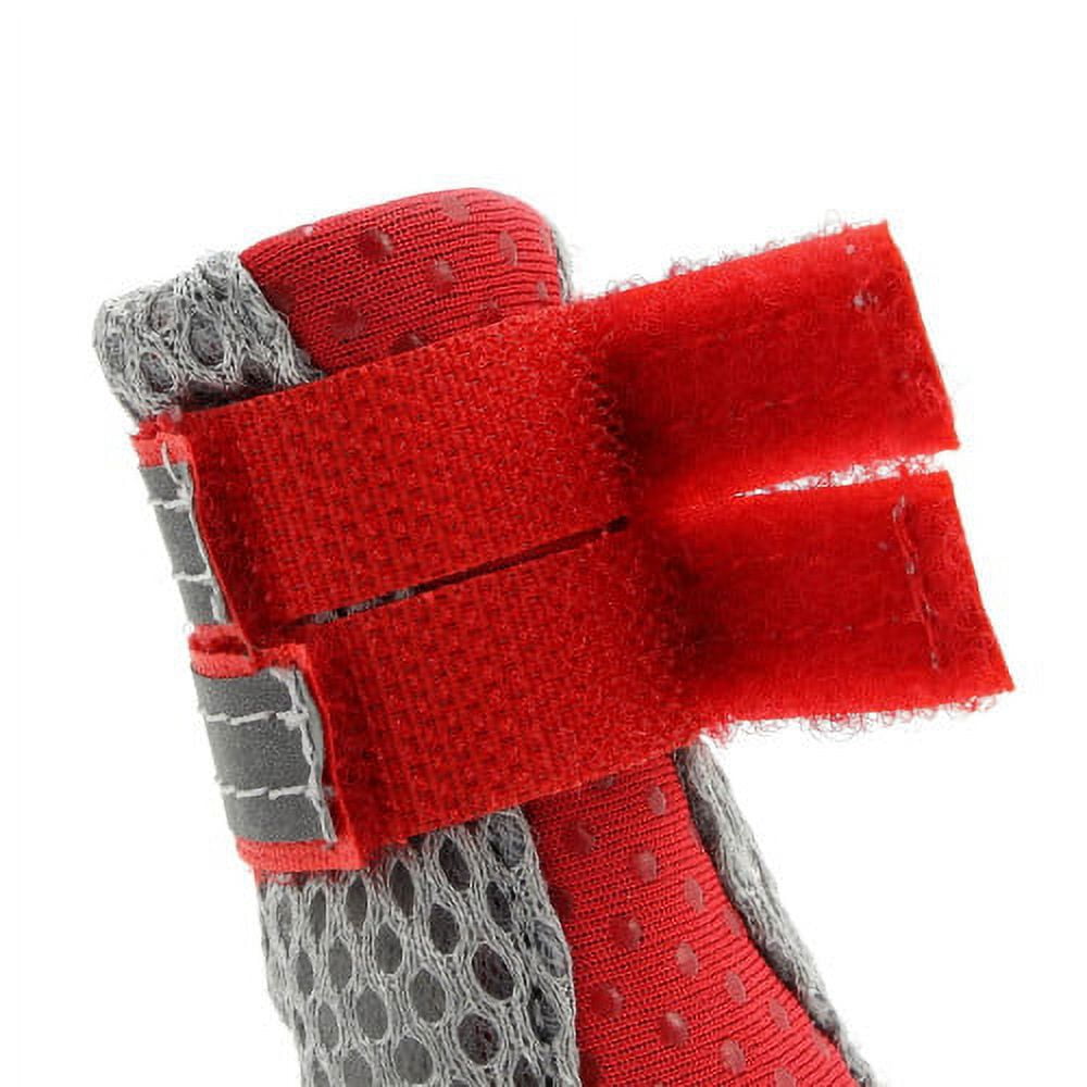 SPRING PARK Small Dog Shoes, Slip Resistant 4pcs Dog Puppy Boots Booties Pet Sneakers with Reflective Fastener Tape for Small Medium Dogs, Protect Paws Easy to Wear Daily Use L Red - Image 4