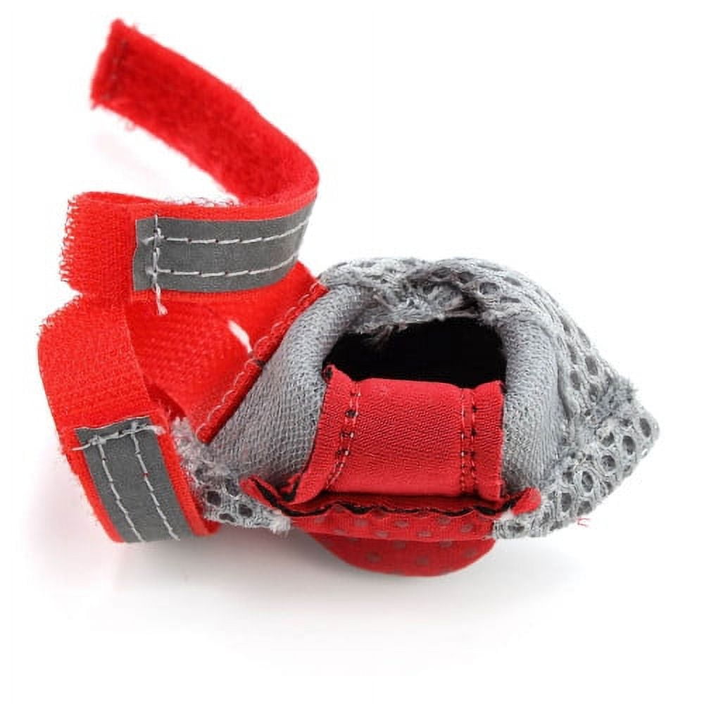 SPRING PARK Small Dog Shoes, Slip Resistant 4pcs Dog Puppy Boots Booties Pet Sneakers with Reflective Fastener Tape for Small Medium Dogs, Protect Paws Easy to Wear Daily Use L Red - Image 6