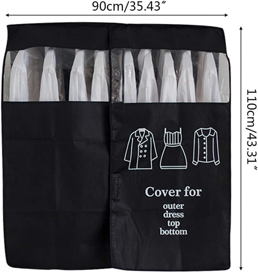 Tutuviw Black Clothing Rack Covers, Hanging Garment Bag Organizer Storage Cover Closet Storage Bottom Enclosed Garment Rack Cover Dustproof Protector - Image 2