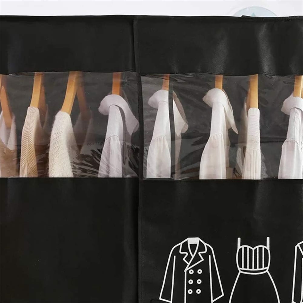 Tutuviw Black Clothing Rack Covers, Hanging Garment Bag Organizer Storage Cover Closet Storage Bottom Enclosed Garment Rack Cover Dustproof Protector - Image 5