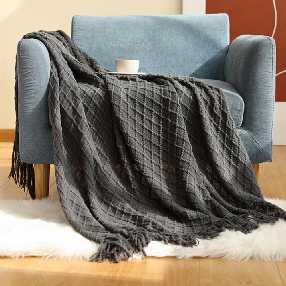 Throw Blanket for Couch 50 x 60 inches Knit Woven Blankets Cozy Lightweight Decorative Throw for Bed and Living Room,Beige Yellow - Image 6