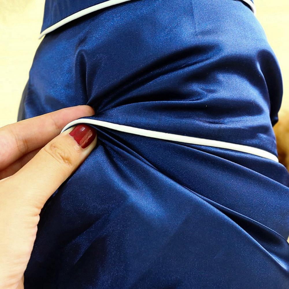 Dog Stain Silk Pajamas Clothes,Button Down Short Sleeve Dog Shirts Loungewear Puppy Pjs for Yorkie Bulldog Small Medium Dog Cats,Soft Two-Legged Sleepwear Elegant Clothes,XS-L Pink S Blue - Image 5