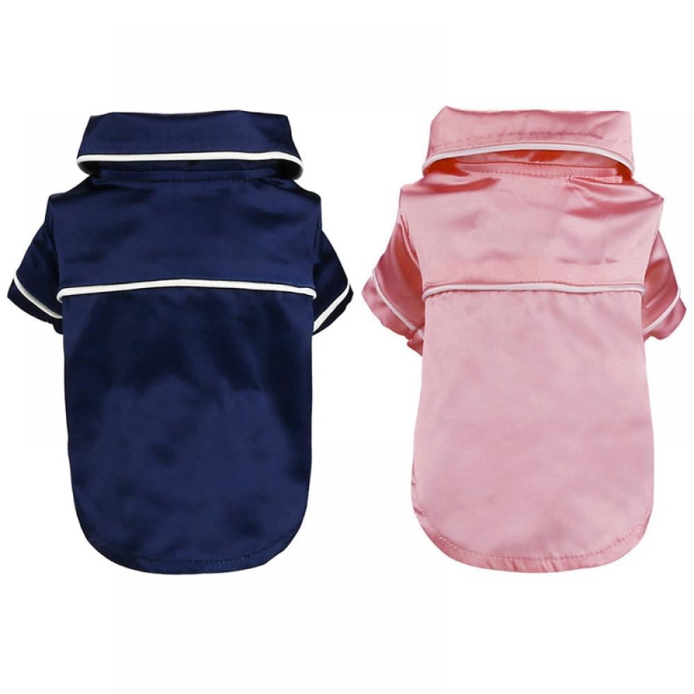 Dog Stain Silk Pajamas Clothes,Button Down Short Sleeve Dog Shirts Loungewear Puppy Pjs for Yorkie Bulldog Small Medium Dog Cats,Soft Two-Legged Sleepwear Elegant Clothes,XS-L Pink M Blue - Image 6