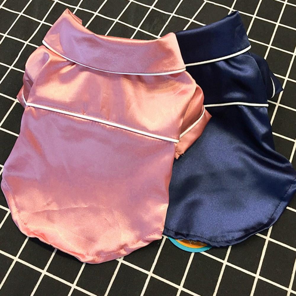 Dog Stain Silk Pajamas Clothes,Button Down Short Sleeve Dog Shirts Loungewear Puppy Pjs for Yorkie Bulldog Small Medium Dog Cats,Soft Two-Legged Sleepwear Elegant Clothes,XS-L M Pink - Image 6