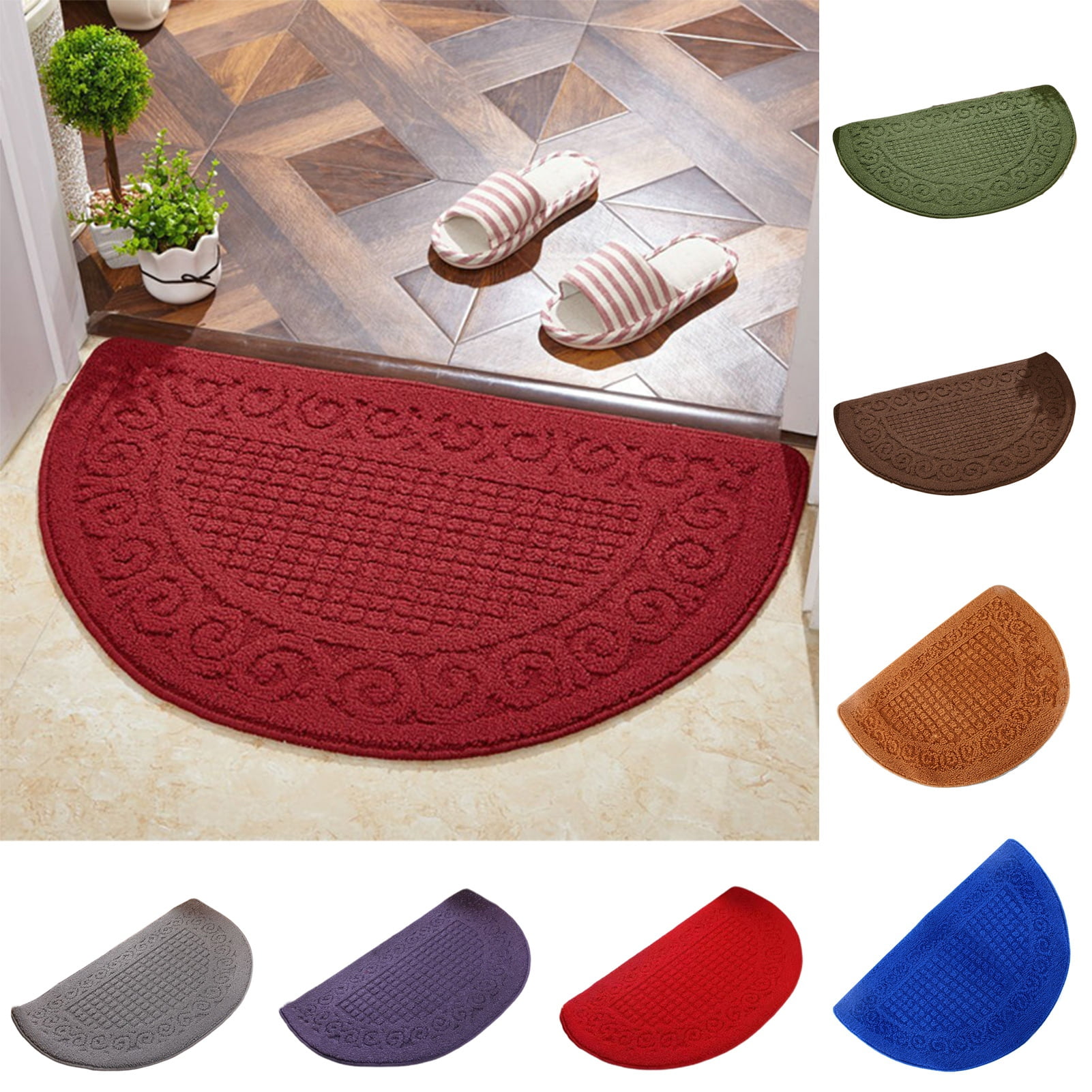 sunsanly Doormat Semi-Circle Shape Anti-slip Absorbs Moisture And Dirt Wear-resistant Indoor Entrance Door Mat Living Room Kitchen Bathroom Entryway Carpet 1pc Blue - Image 1