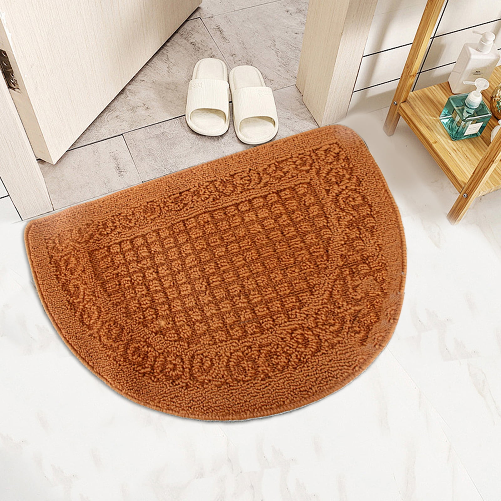 sunsanly Doormat Semi-Circle Shape Anti-slip Absorbs Moisture And Dirt Wear-resistant Indoor Entrance Door Mat Living Room Kitchen Bathroom Entryway Carpet 1pc Blue - Image 3