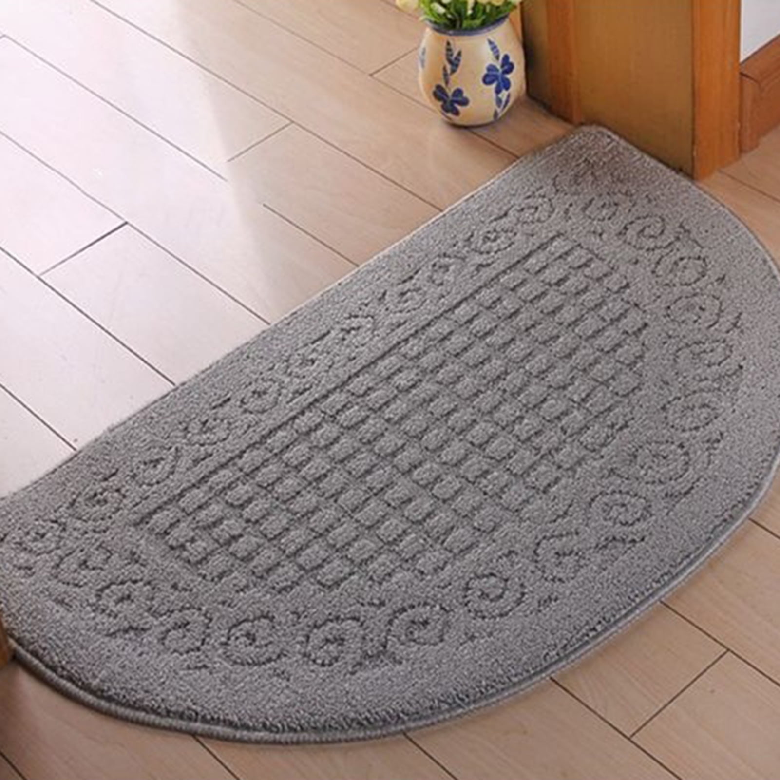 sunsanly Doormat Semi-Circle Shape Anti-slip Absorbs Moisture And Dirt Wear-resistant Indoor Entrance Door Mat Living Room Kitchen Bathroom Entryway Carpet 1pc Blue - Image 4