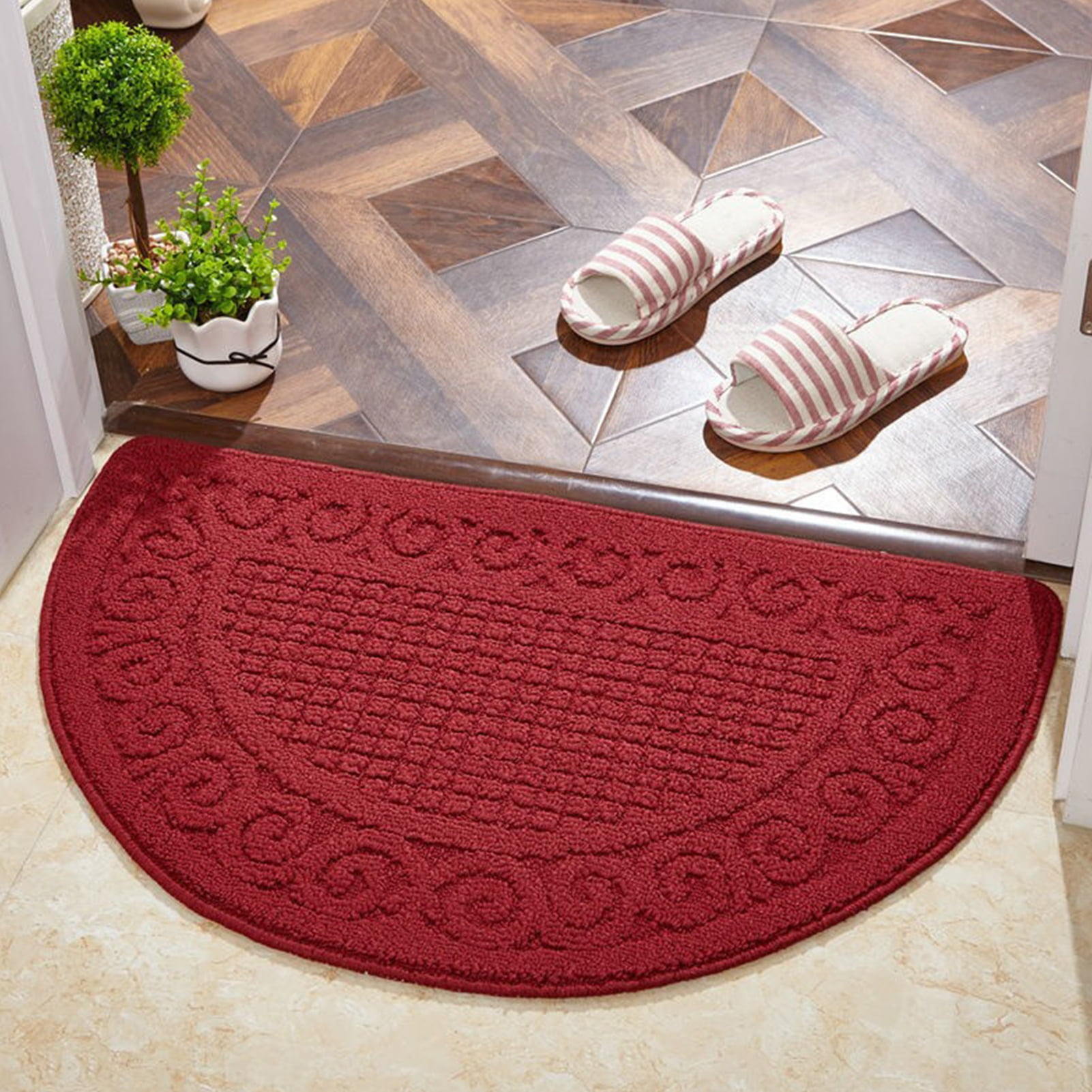 sunsanly Doormat Semi-Circle Shape Anti-slip Absorbs Moisture And Dirt Wear-resistant Indoor Entrance Door Mat Living Room Kitchen Bathroom Entryway Carpet 1pc Blue - Image 6