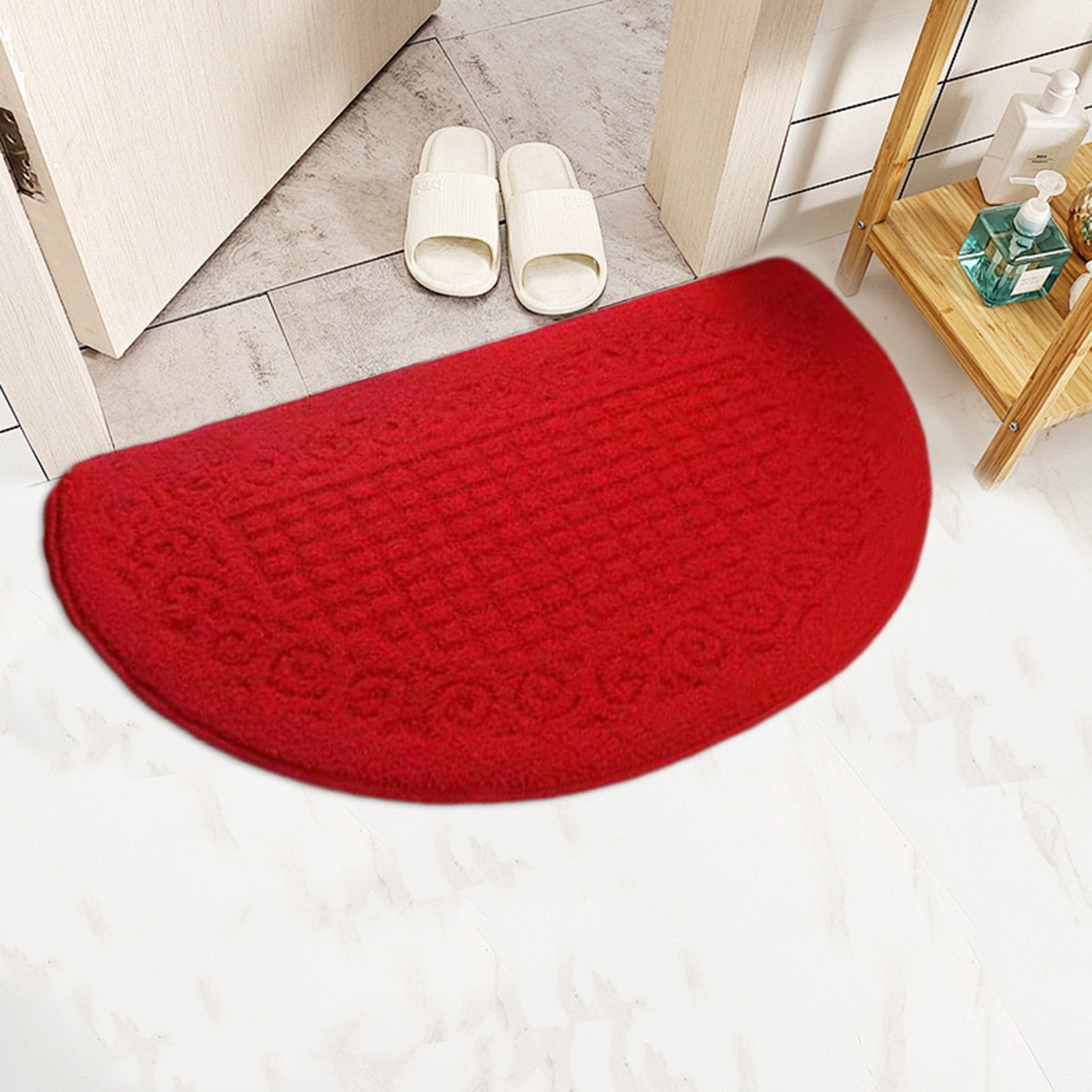 sunsanly Doormat Semi-Circle Shape Anti-slip Absorbs Moisture And Dirt Wear-resistant Indoor Entrance Door Mat Living Room Kitchen Bathroom Entryway Carpet 1pc Blue - Image 8