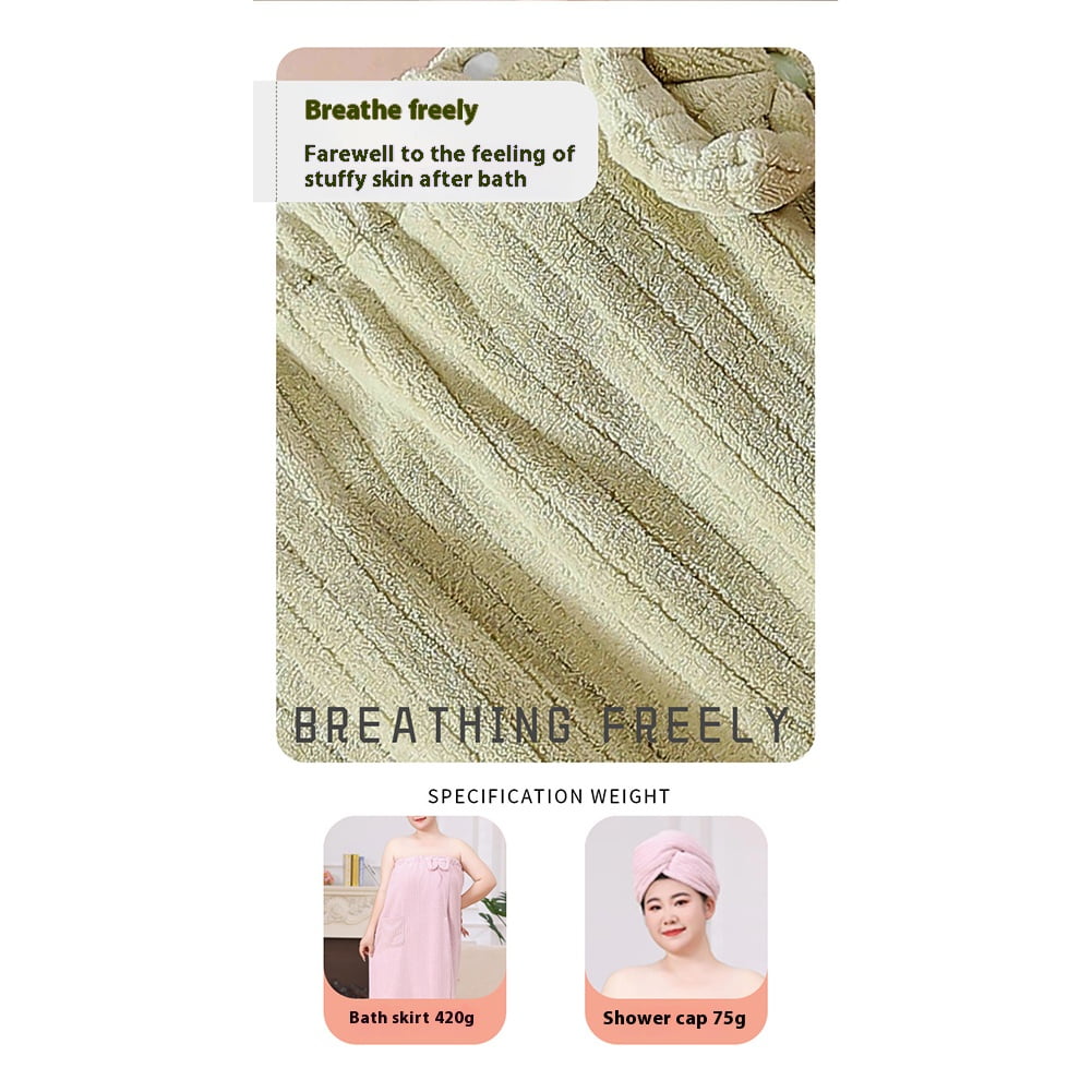 Bath Towel Wrap Women Plus Size - Adjustable Soft Microfiber Shower After Body Wraps with Hair Drying Towel Absorbent & Quick Drying for Gym Shower, Beach, Spa, Sauna Green - Image 4