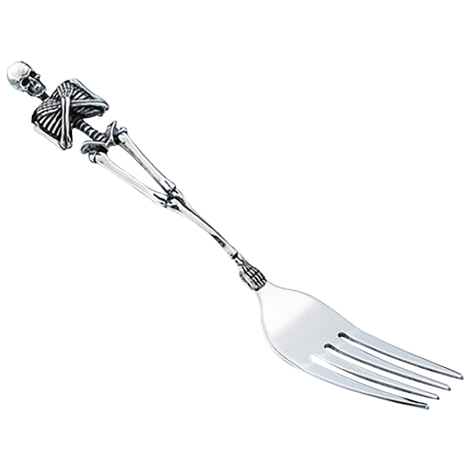 Darzheoy Stainless Steel Skeleton Skull Spoon and Fork Flatware Tableware Gifts for Halloween Easter and Christmas (Spoon) B - Image 2
