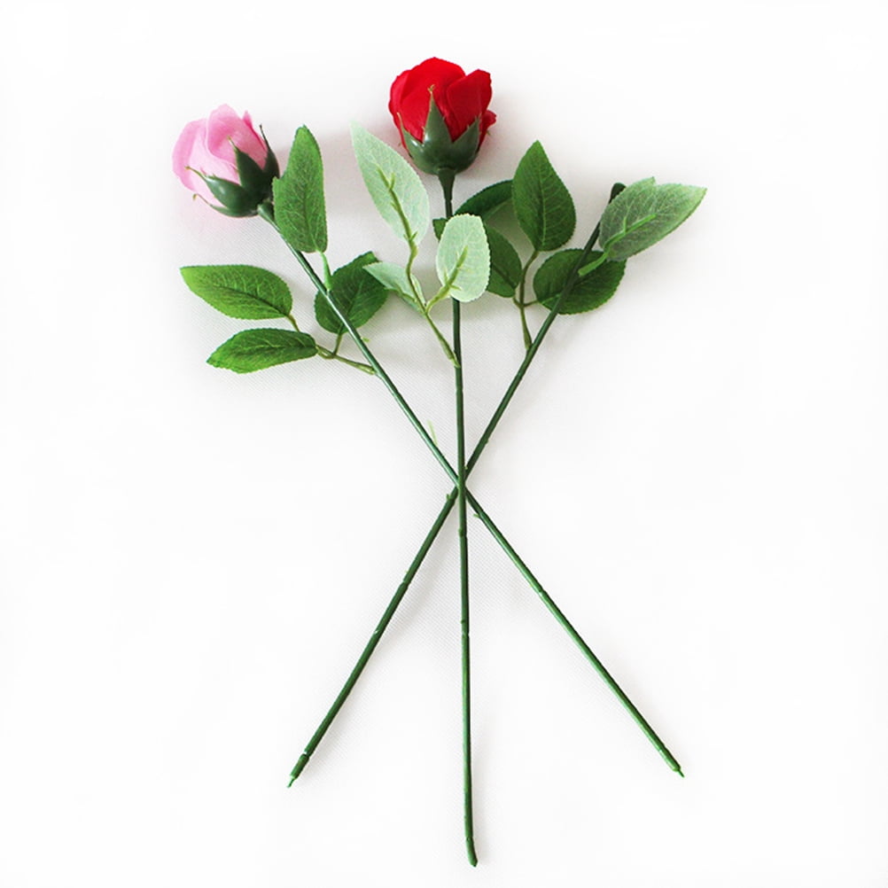 HOOWIFFY 30 Pcs Green Rose Stems with Leaves Floral Wire for Flower Arrangement and Craft Decoration - Image 3