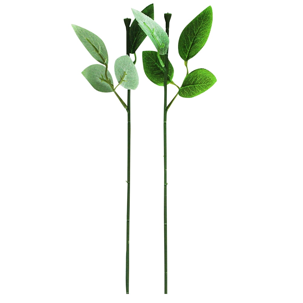 HOOWIFFY 30 Pcs Green Rose Stems with Leaves Floral Wire for Flower Arrangement and Craft Decoration - Image 4
