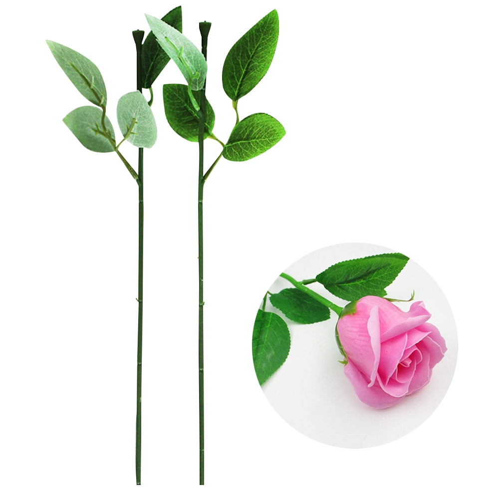 HOOWIFFY 30 Pcs Green Rose Stems with Leaves Floral Wire for Flower Arrangement and Craft Decoration - Image 5
