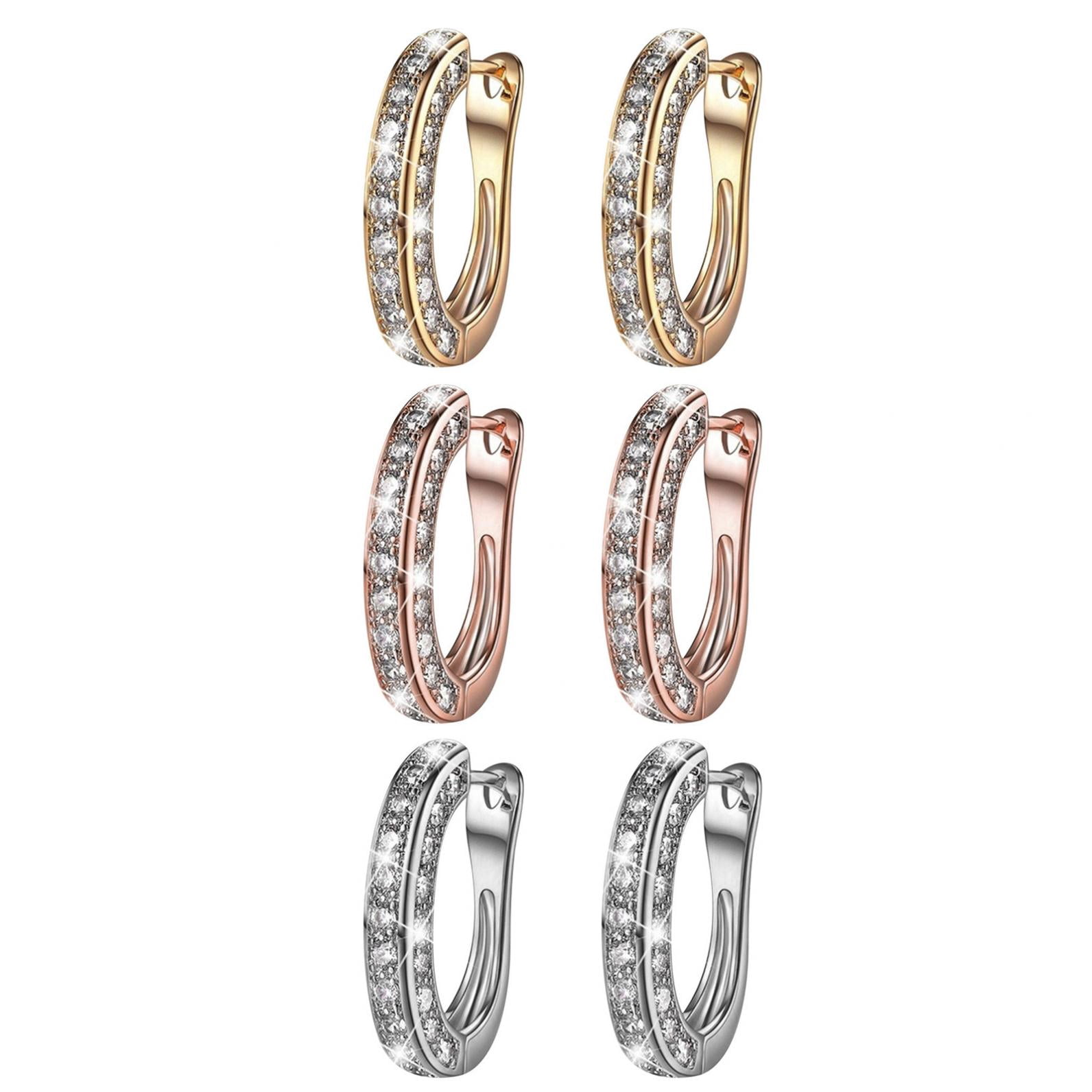Chmadoxn 925 Hoop Earrings for Women Silver Women Hoop Earrings Set with GH Created Moissanite gold - Image 2