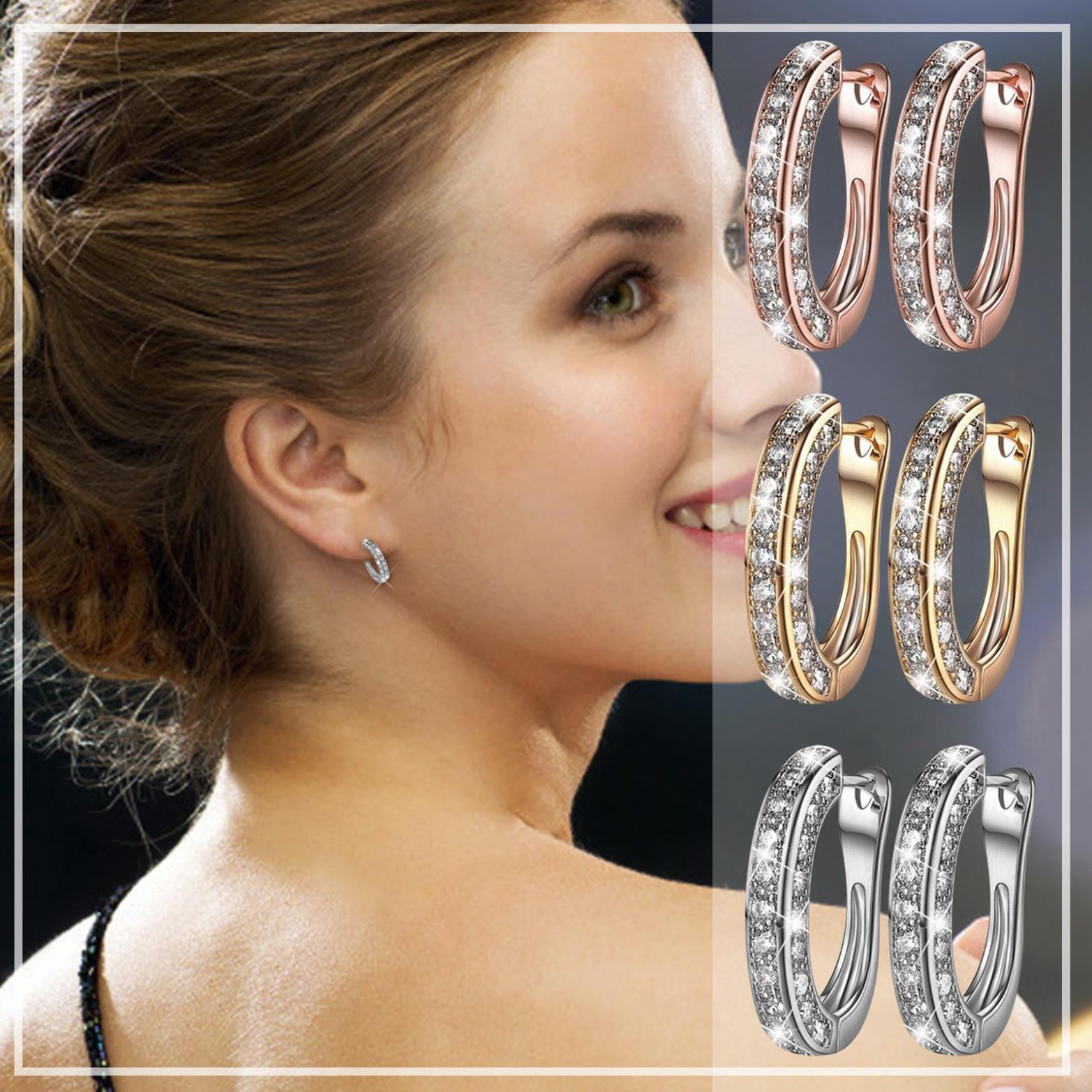Chmadoxn 925 Hoop Earrings for Women Silver Women Hoop Earrings Set with GH Created Moissanite gold - Image 4