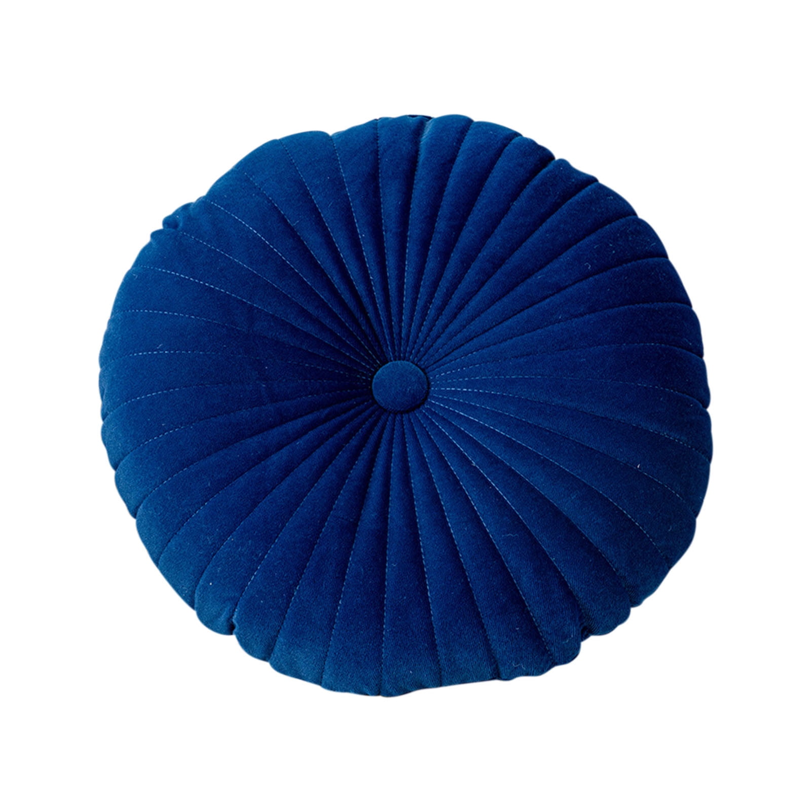 Darzheoy Round Throw Pillow 15.7 inch Decorative Round Velvet Floor Pillows Small Pumpkin Throw Pillow Cushion for Living Room Sofa Bed, Gray Blue - Image 1
