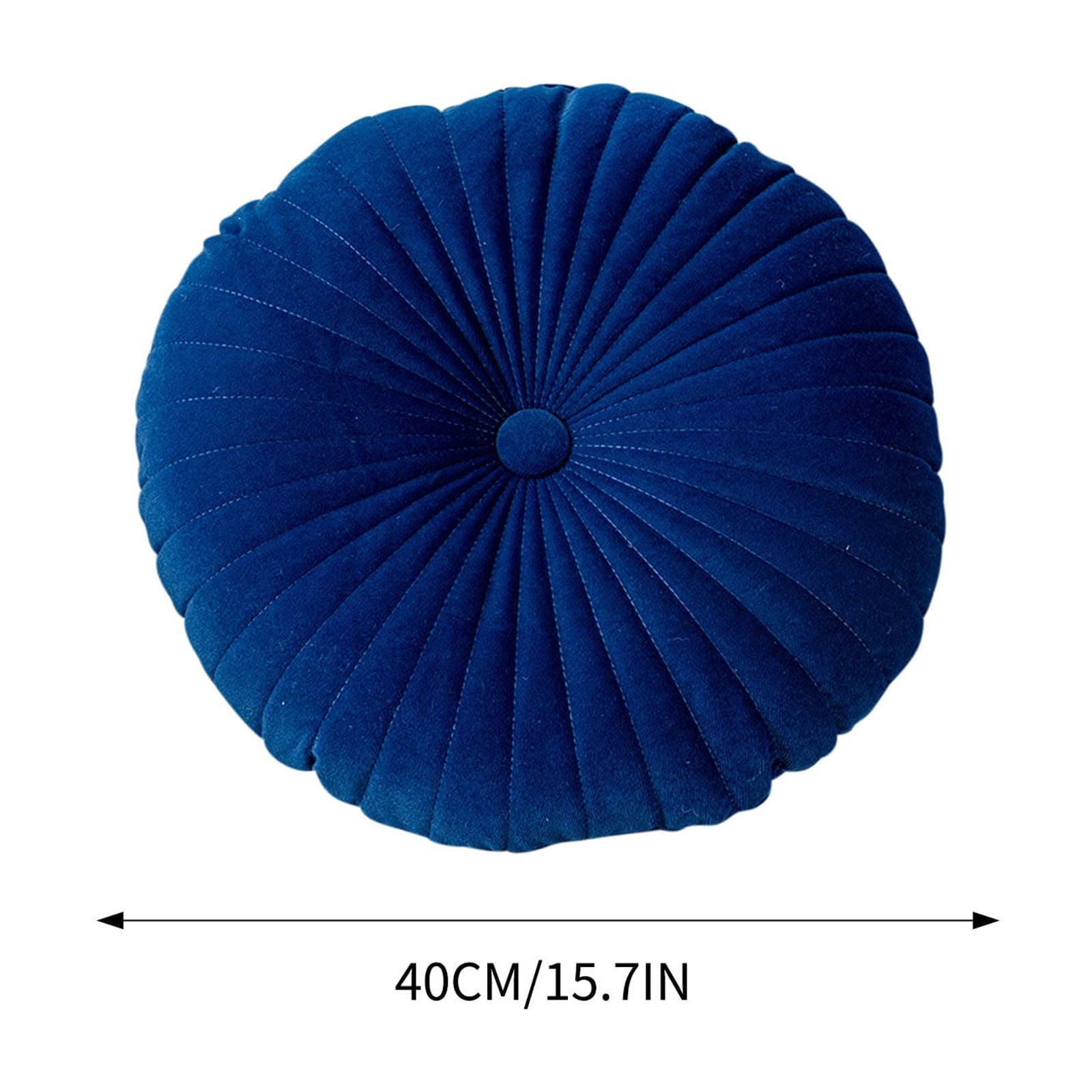 Darzheoy Round Throw Pillow 15.7 inch Decorative Round Velvet Floor Pillows Small Pumpkin Throw Pillow Cushion for Living Room Sofa Bed, Gray Blue - Image 3