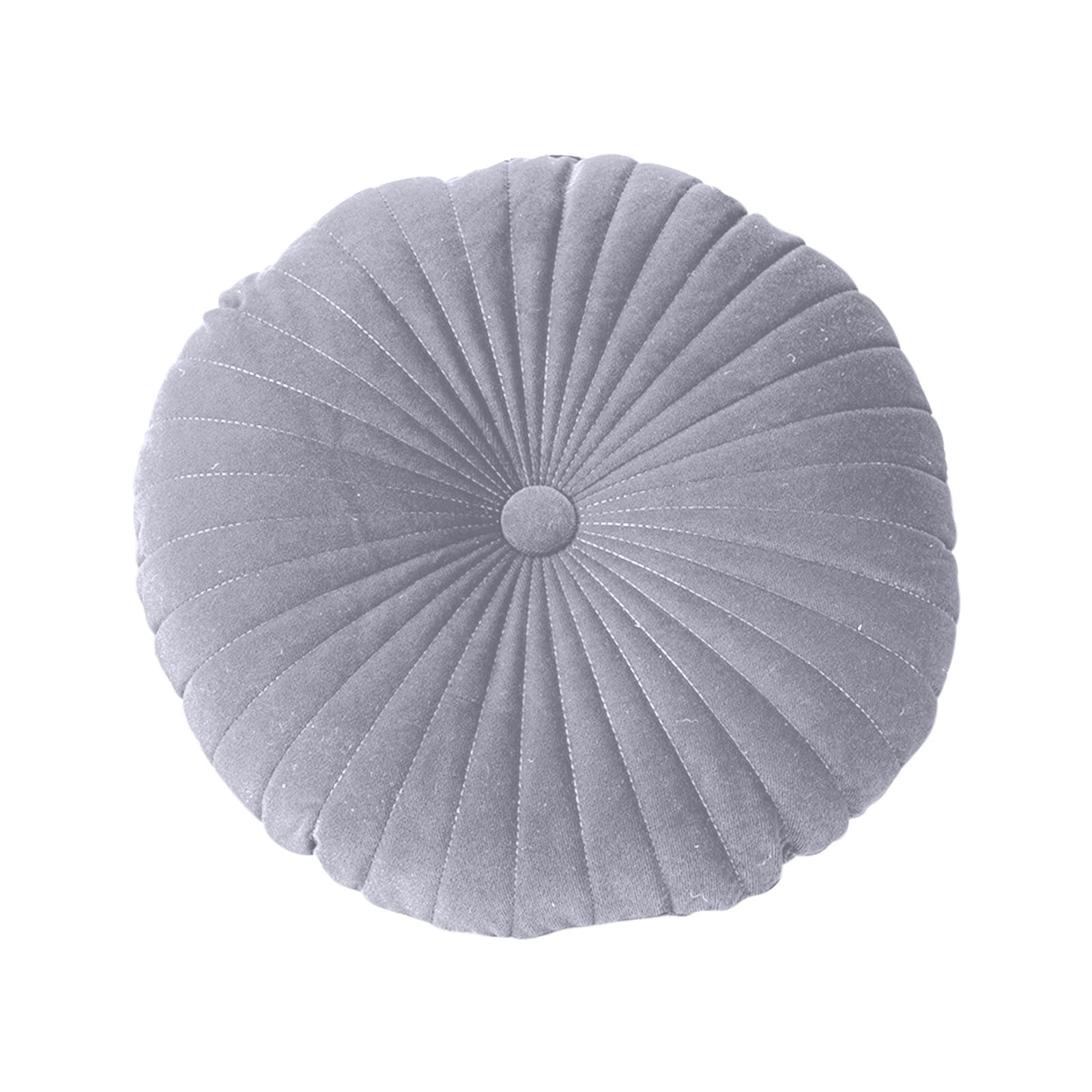 Darzheoy Round Throw Pillow 15.7 inch Decorative Round Velvet Floor Pillows Small Pumpkin Throw Pillow Cushion for Living Room Sofa Bed Gray - Image 1
