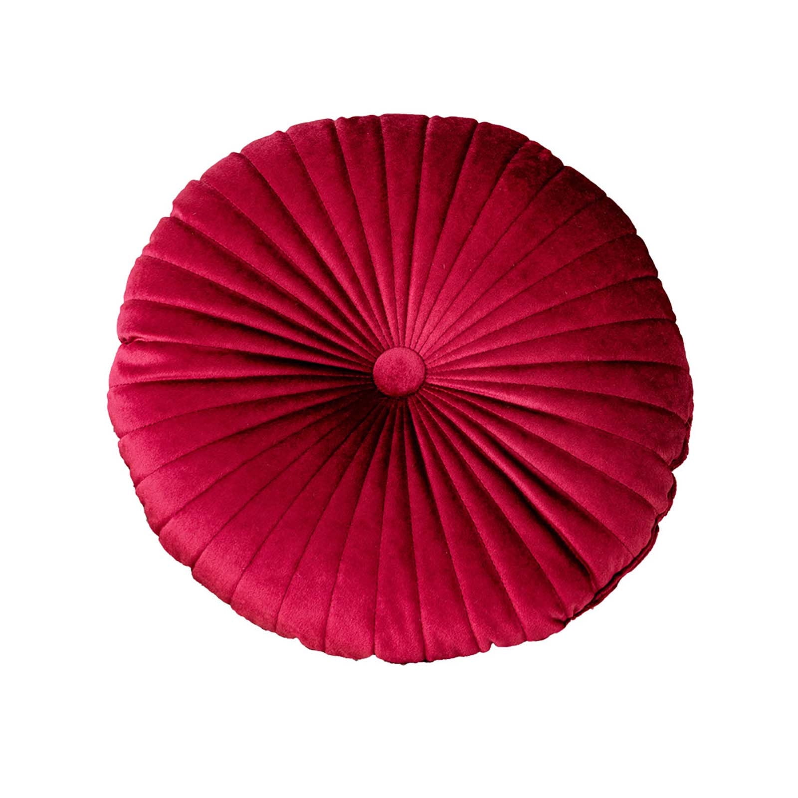 Darzheoy Round Throw Pillow 15.7 inch Decorative Round Velvet Floor Pillows Small Pumpkin Throw Pillow Cushion for Living Room Sofa Bed, Gray Red - Image 1