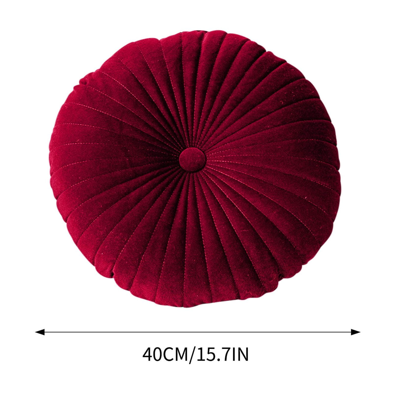 Darzheoy Round Throw Pillow 15.7 inch Decorative Round Velvet Floor Pillows Small Pumpkin Throw Pillow Cushion for Living Room Sofa Bed, Gray Red - Image 3