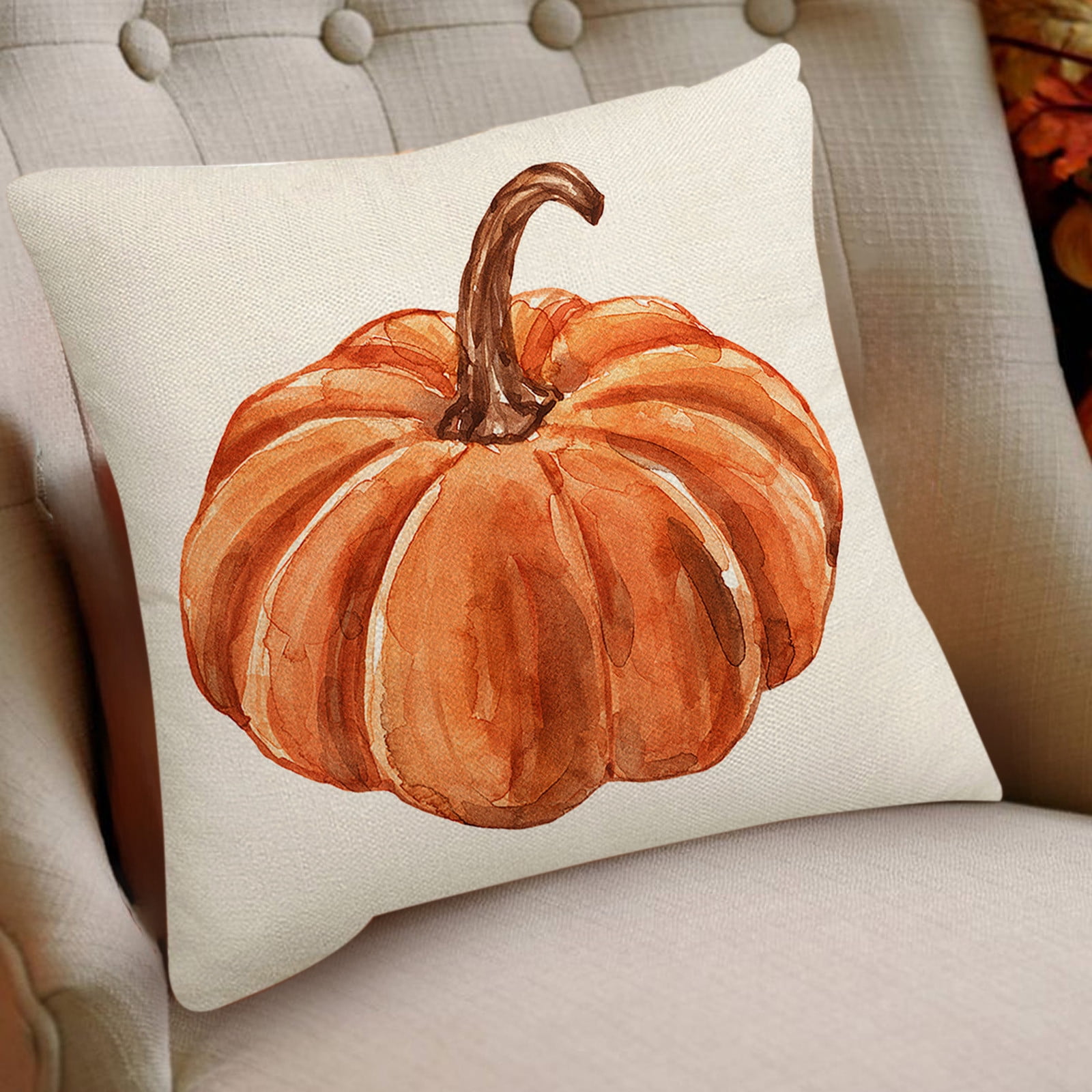 Darzheoy Fall Pillow Covers 18 x 18 inch Pumpkin Maple leaves Throw Pillow Covers Outdoor Autumn Thanksgiving Harvest Farmhouse Pillowcase Cushion Case for Home Sofa Fall Decor A - Image 2