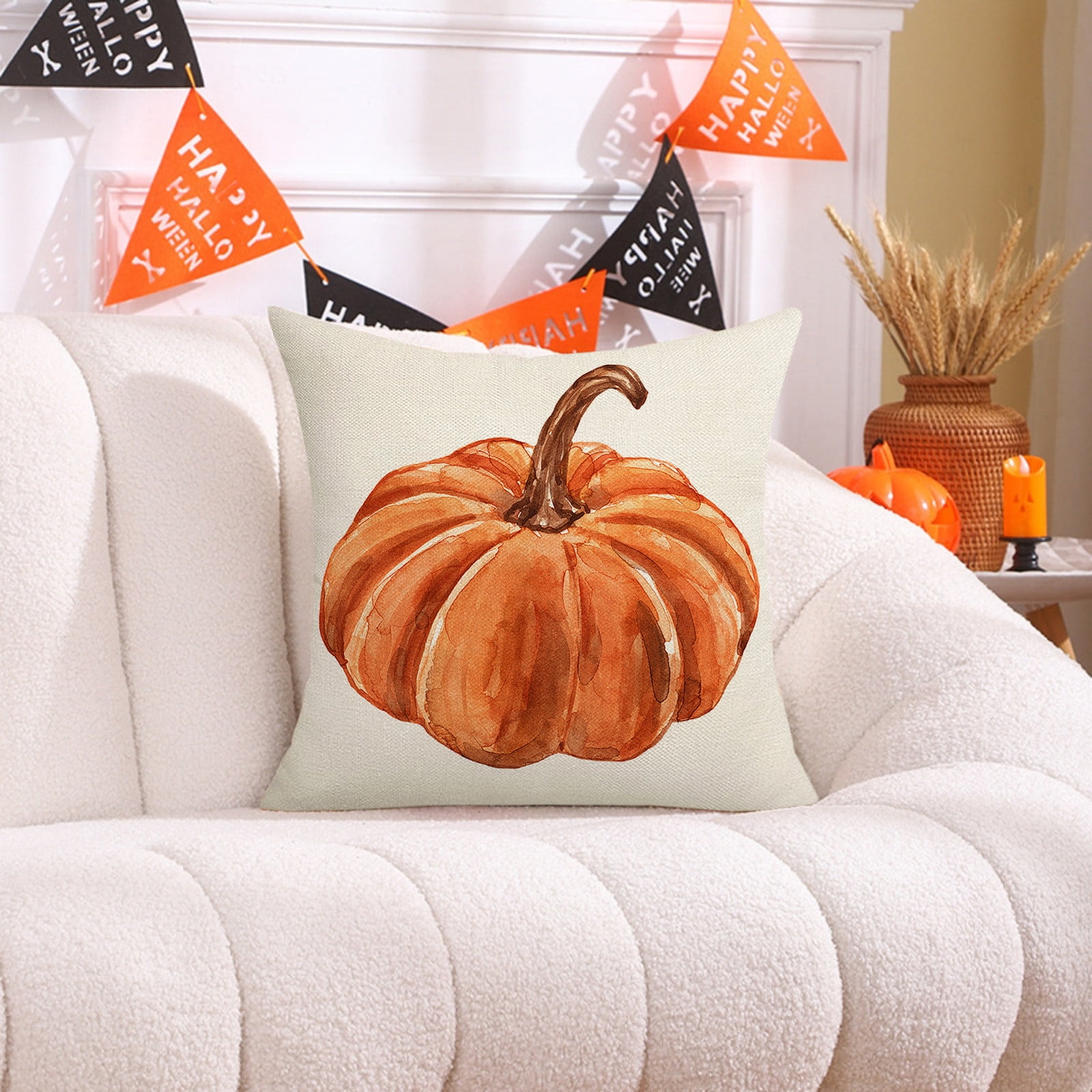 Darzheoy Fall Pillow Covers 18 x 18 inch Pumpkin Maple leaves Throw Pillow Covers Outdoor Autumn Thanksgiving Harvest Farmhouse Pillowcase Cushion Case for Home Sofa Fall Decor A - Image 4