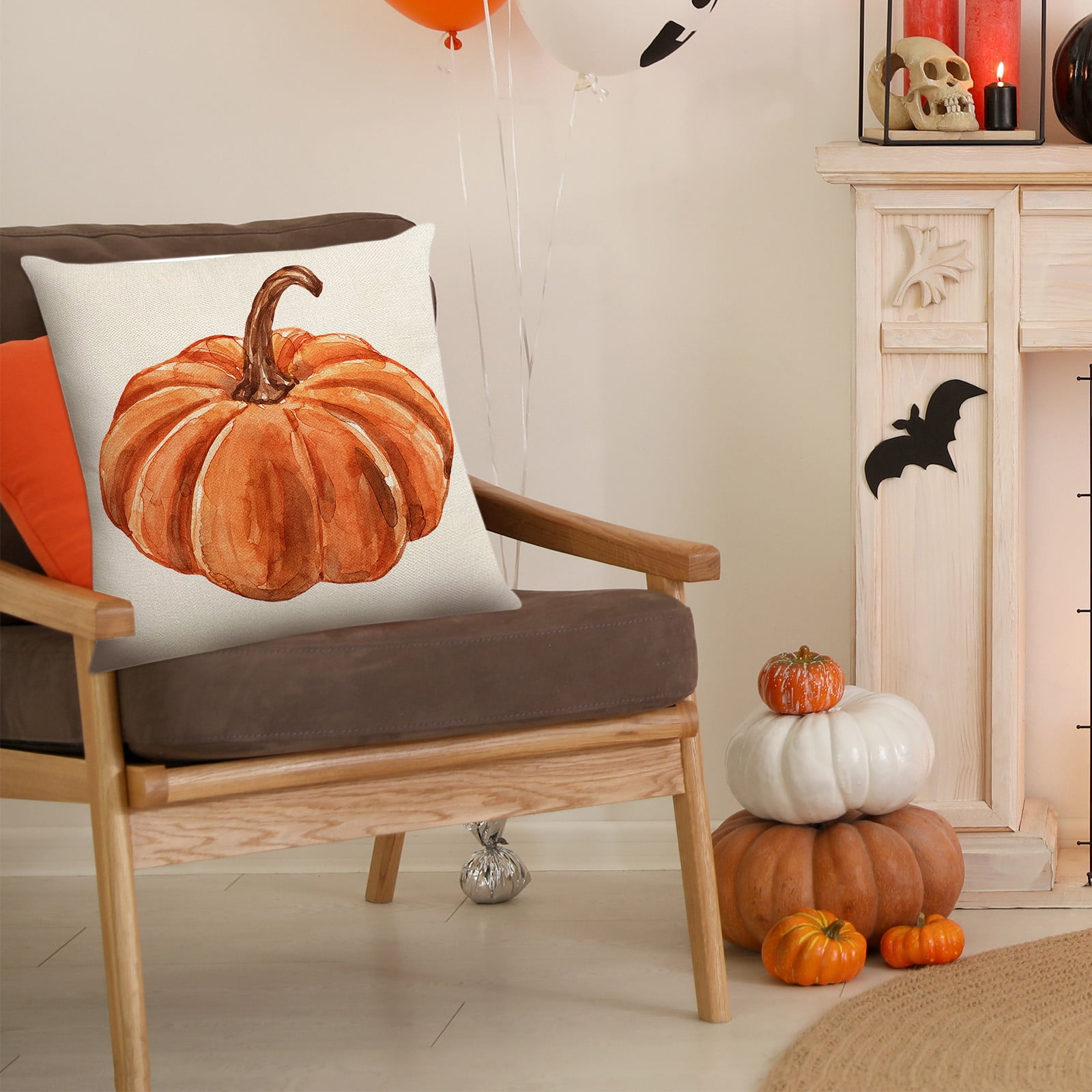 Darzheoy Fall Pillow Covers 18 x 18 inch Pumpkin Maple leaves Throw Pillow Covers Outdoor Autumn Thanksgiving Harvest Farmhouse Pillowcase Cushion Case for Home Sofa Fall Decor A - Image 5